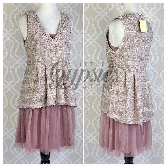 A’reve Dusty Rose Tulle Slip Dress - Picture 5 of 15